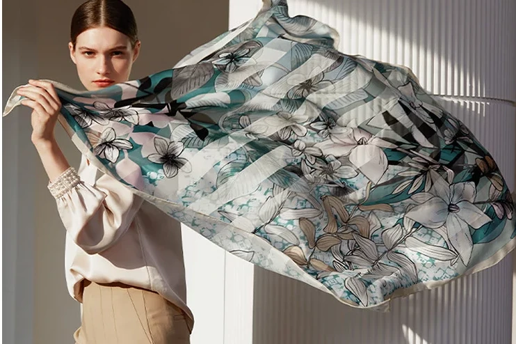 Custom 100% Mulberry Silk Scarf For Women Custom 100% Mulberry Silk Scarf For Women